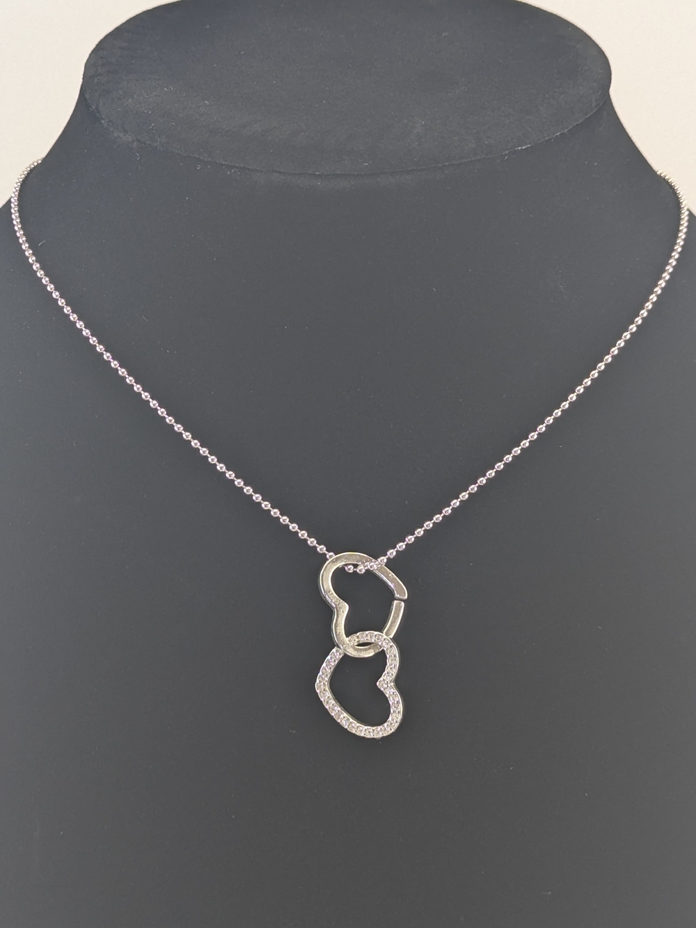 Silver Double Heart Pendant Necklace - Women Jewelry